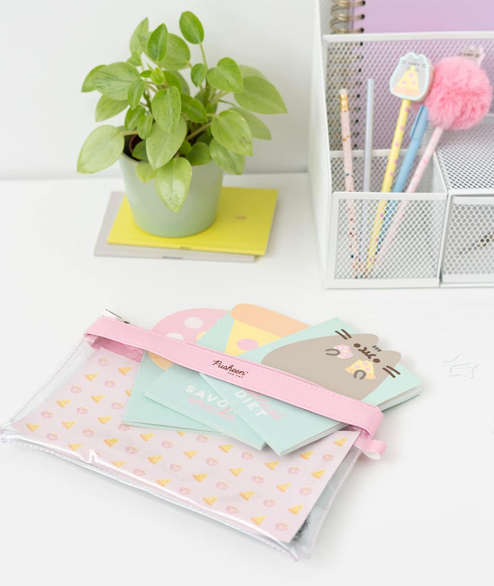 Grupo Erik Pusheen Pencil Case Stationery Set, Writing Set with Pen, Pencil With Eraser Topper