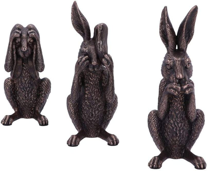 Nemesis Now See No, Hear No, Speak No Evil Hasenfiguren aus Bronze, Polyresin, 1 Stück