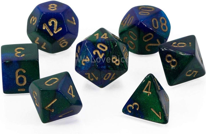 Chessex 26436CHX Gemini Polyhedral Blue-Green/Gold 7-Die Set