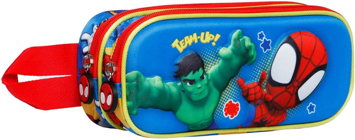 Spiderman Team-3D Double Pencil Case, Multicolour