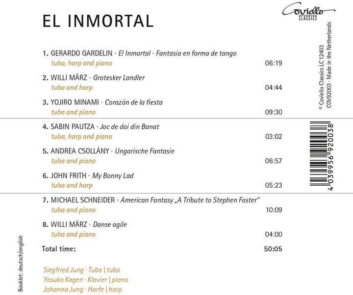 Siegfried Jung; Yasuko Kagen; Johanna Jung - El Inmortal: Works For Tuba, Piano And Harp [Audio CD]