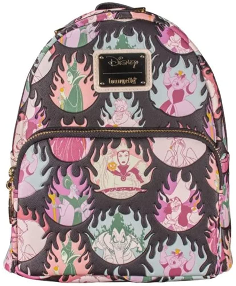 Loungefly Disney Villains Pastel Flames All Over Print Damen-Doppelriemenschulter