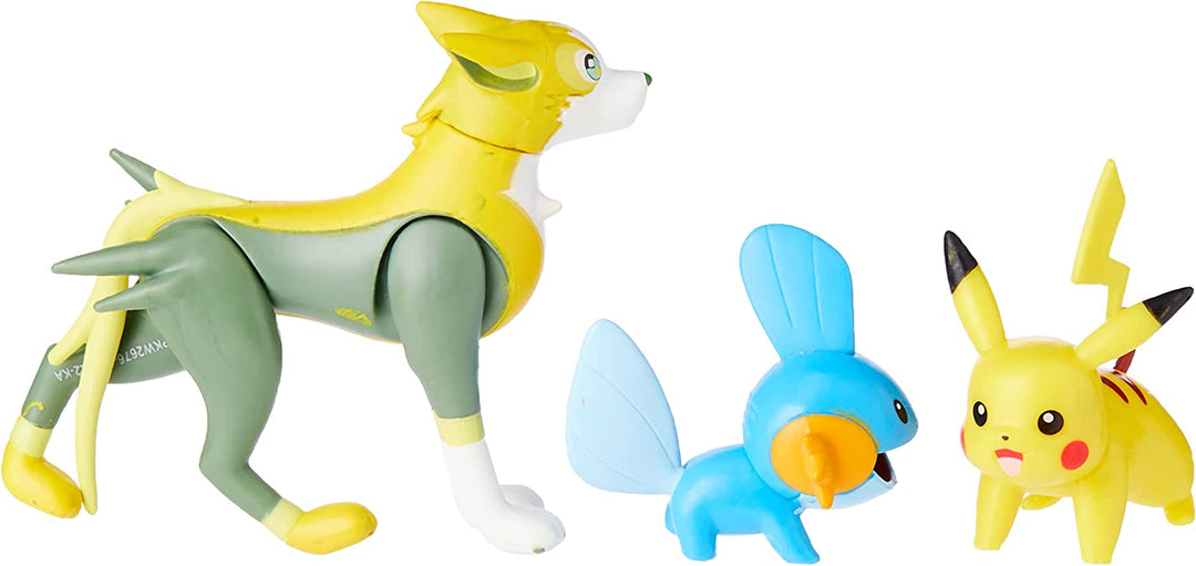 POKEMON PKW2676 3er-Pack – enthält 2 Mudkip, Pikachu und eine 7,6 cm große Boltund-Kampffigur