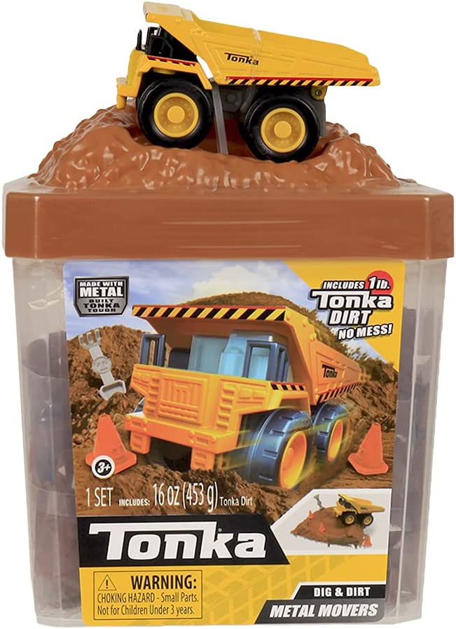 Tonka 6119 Metal Movers Dig and Dirt Spielset, Bau-LKW-Spielzeug für Kinder, Kinder-Konstruktionsspielzeug für Jungen und Mädchen, interaktives Fahrzeugspielzeug mit Zubehör, Spielzeug-LKW für Kinder ab 3 Jahren