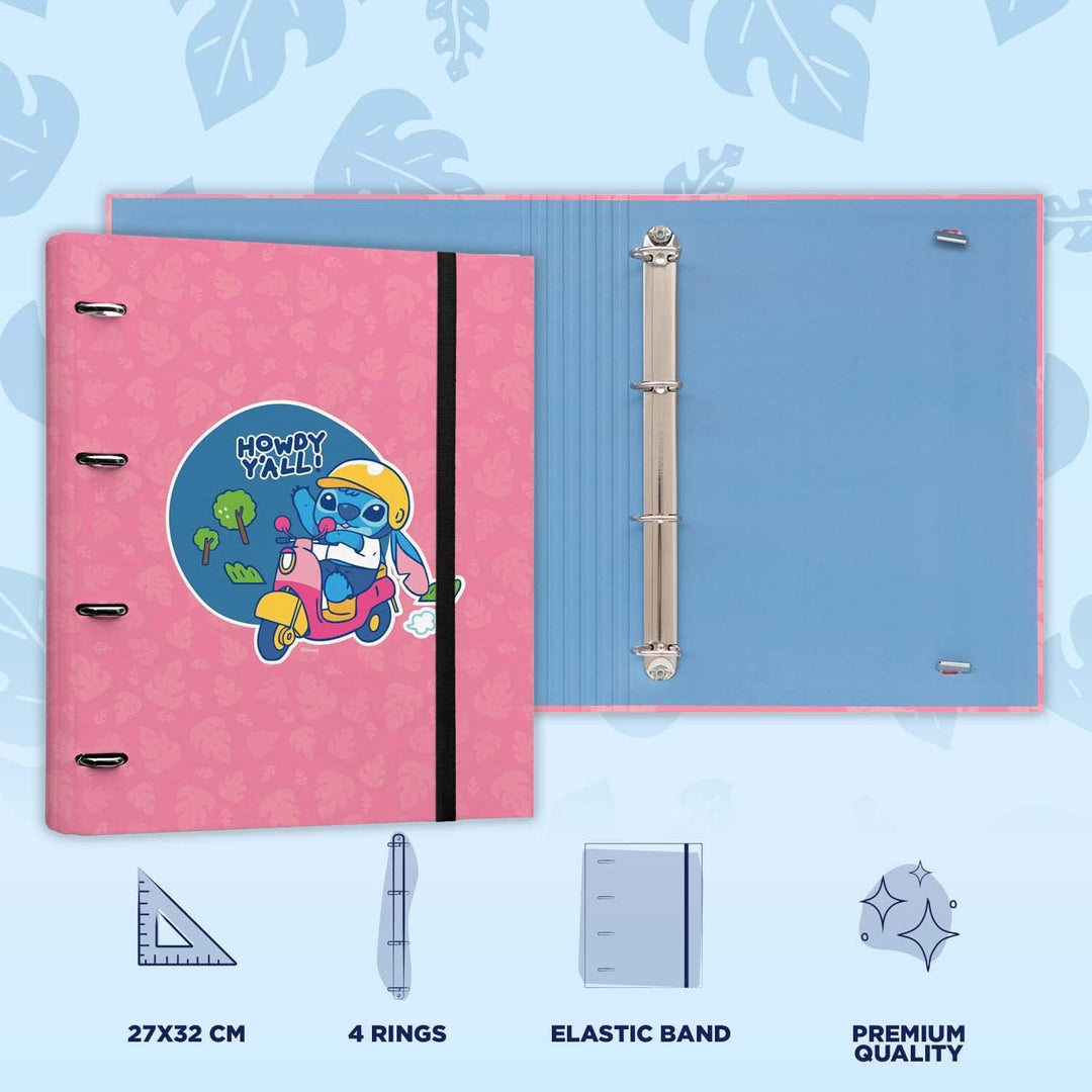 Grupo Erik Disney Stitch 4 Ring Binder - Premium A4 Folders Ring Binder - 10.6 x 12.6 Inch / 27 x 32 cm