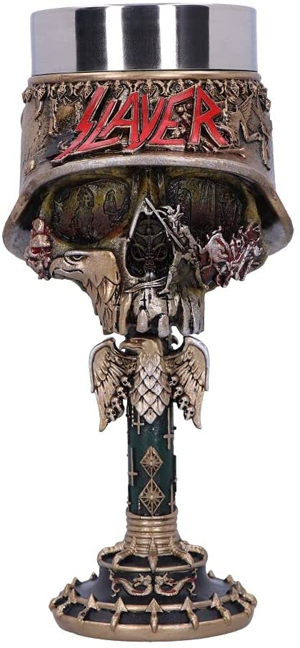 Nemesis Now offiziell lizenzierter Kelch mit Slayer Eagle-Helm und Totenkopf-Logo, Edelstahl, Gold, 19,5 cm