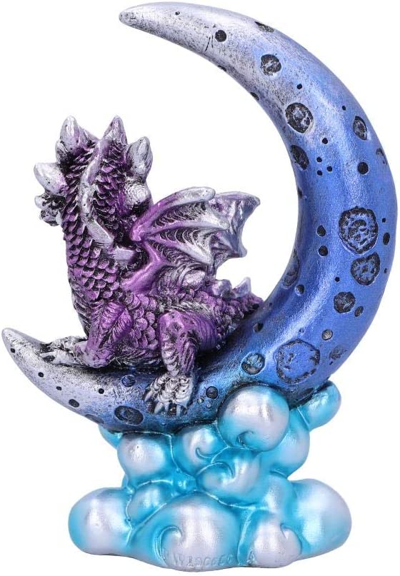 Nemesis Now U5028R0 Metallic Purple Crescent Creature Moon Dragon Figur, Poly