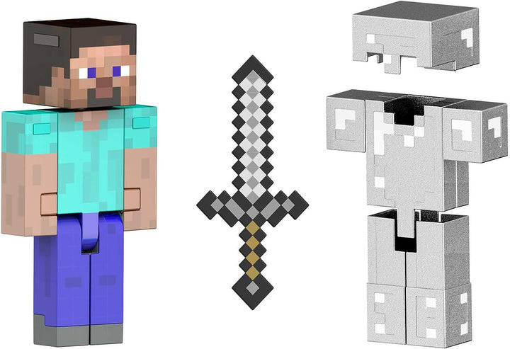 Mattel Minecraft Diamond Level Steve, 5.5-inch Collector Action Figure with Die-cast Accessories