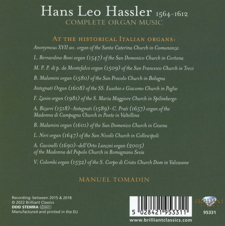 Hassler: Complete Organ Music [Audio CD]