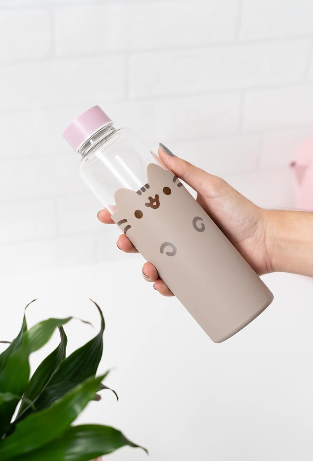 Grupo Erik Pusheen Glass Water Bottle - 500ml / 17oz - Glass Bottle - Hot&Cold Water Bottle