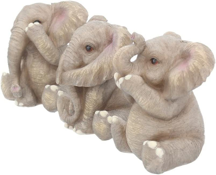 CIME Home Three Baby Elephants Figurine 8cm Grey