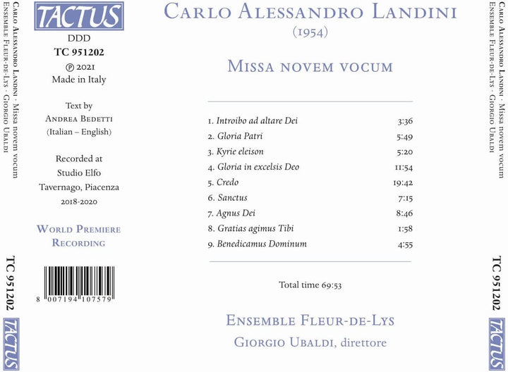 Landini: Missa Novem Vocum [Ensemble Fleur-de-Lys; Giorgio Ubaldi] [Tactus: TC 9 [Audio CD]