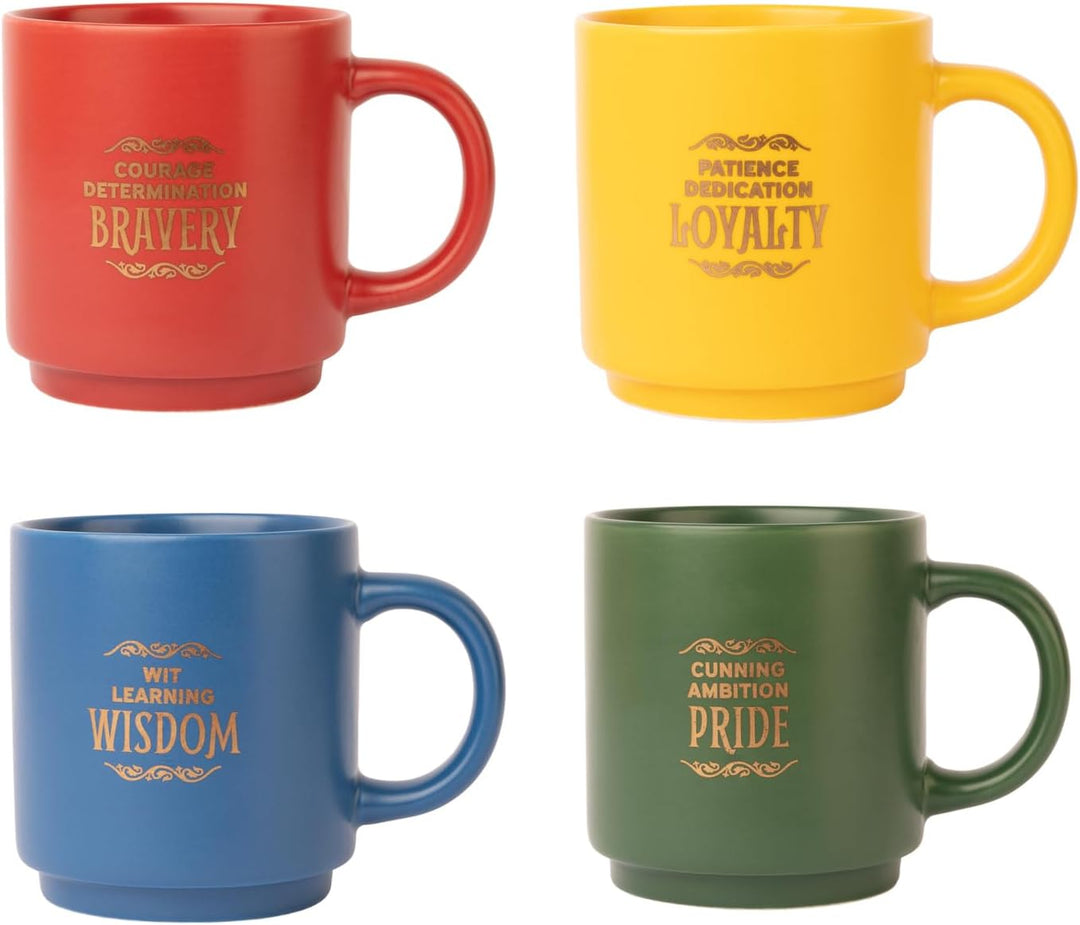 Grupo Erik Harry Potter Mug Set | 4 Porcelain Mugs & Metallic Stand