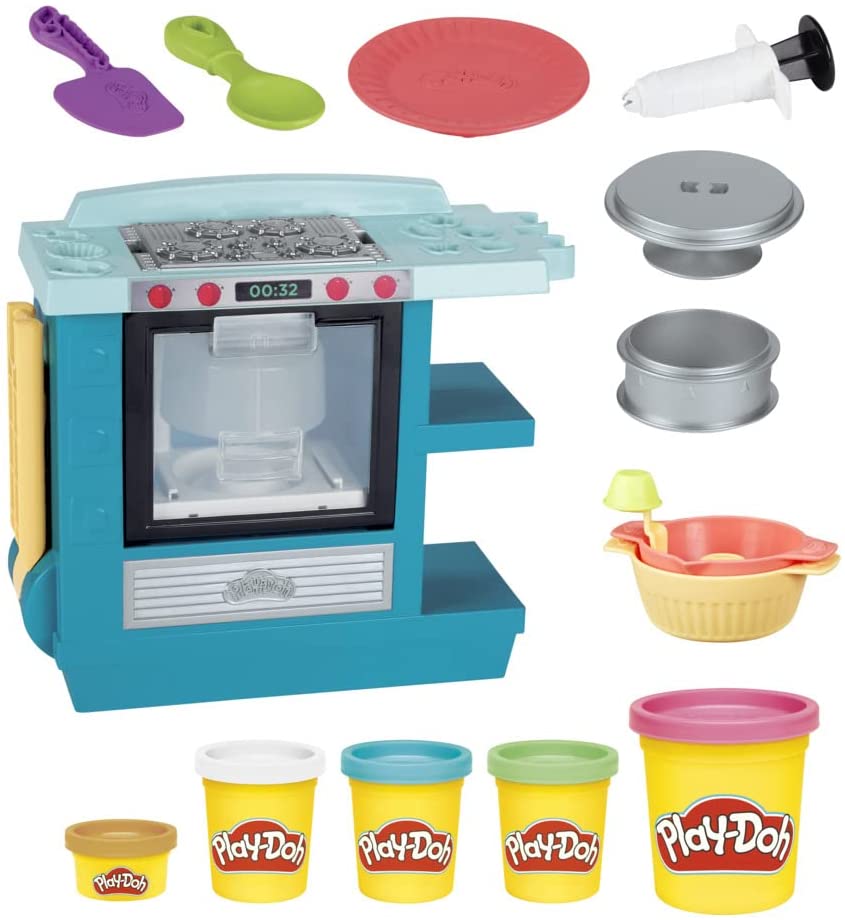 Play-Doh Kitchen Creations Rising Cake Oven Playset for Kids 3 Years and Up with 5 Cans, Non-Toxic