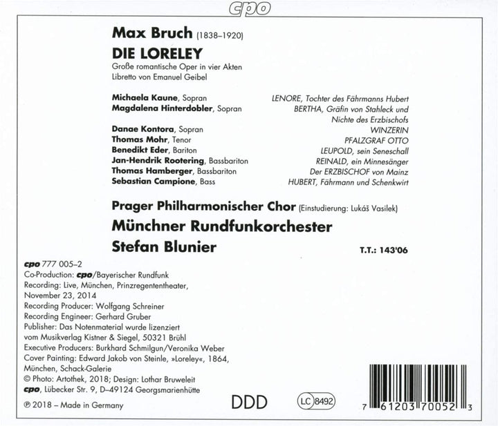 Bruch: Die Loreley [Prager Philharmonischer Chor; ; Stefan Blunier] [Cpo: 777005-2] [Audio CD]