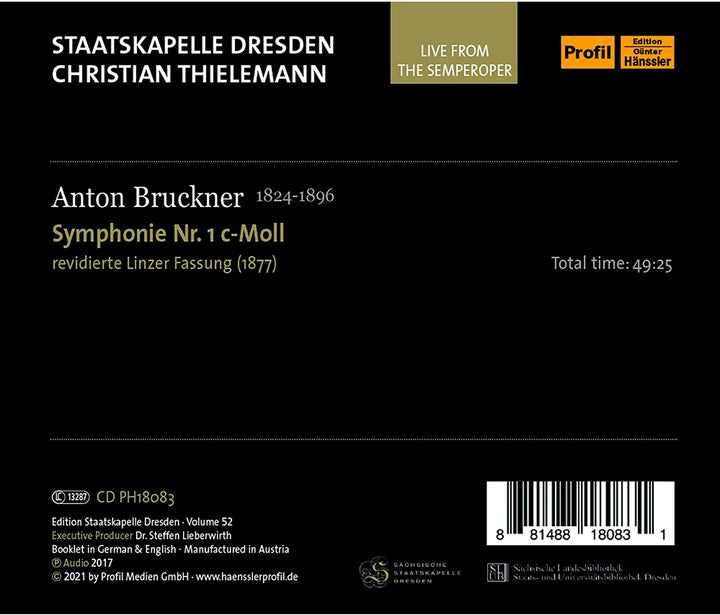 Staatskapelle Dresden - Bruckner: Symphonie Nr. 1 [Staatskapelle Dresden; Christian Thielemann] [Profil: PH18083] [Audio CD]