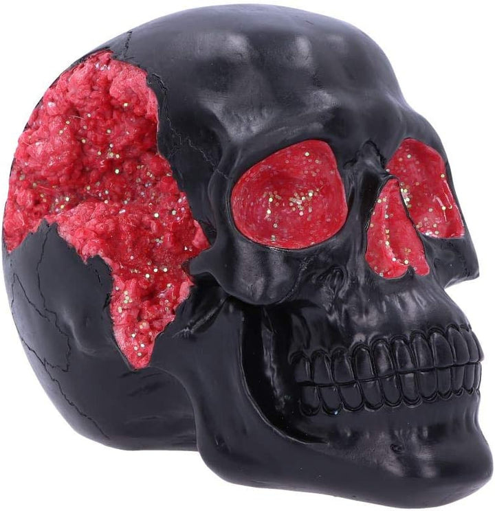 Nemesis Now Geode Schwarz-Rote Gothic-Glitzerschädel-Figur, Polyresin, 17 cm