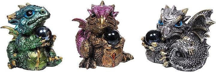 Nemesis Now Dragon's Gift Set of 3 7cm Figurine, Resin, Multi-Coloured, One Size