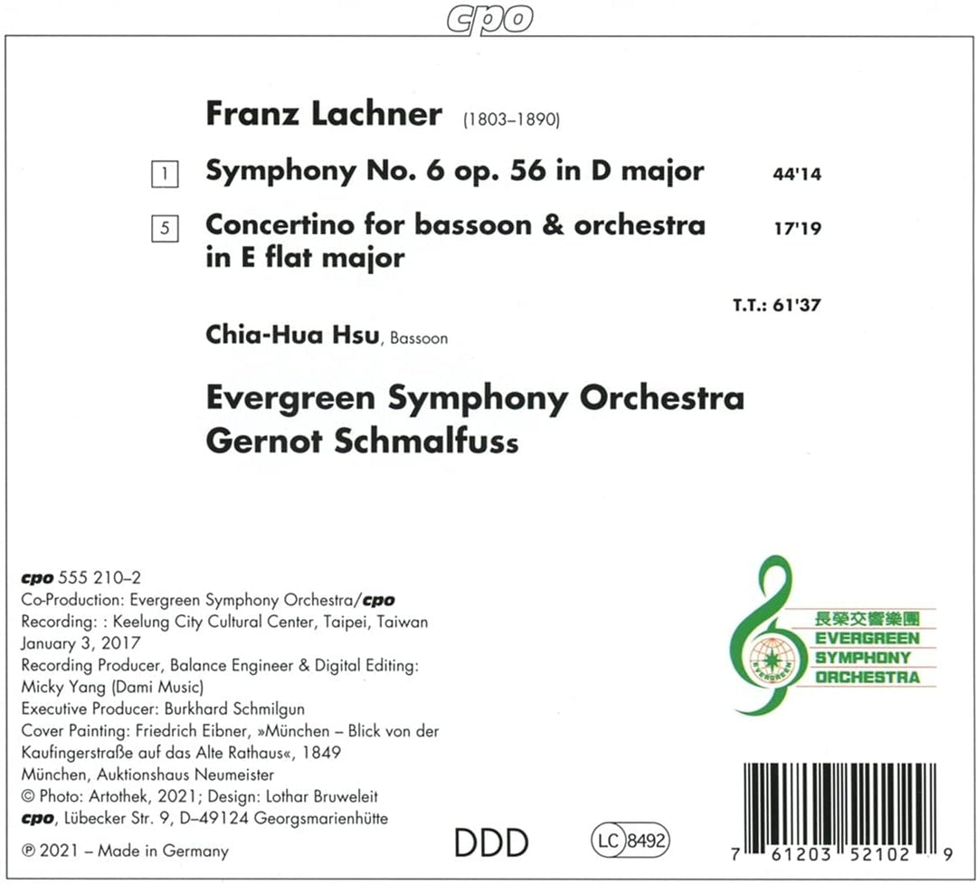 Lachner: Symphony No. 6 [Chia-Hua Hsu; Evergreen Symphony Orchestra; Gernot Schm [Audio CD]