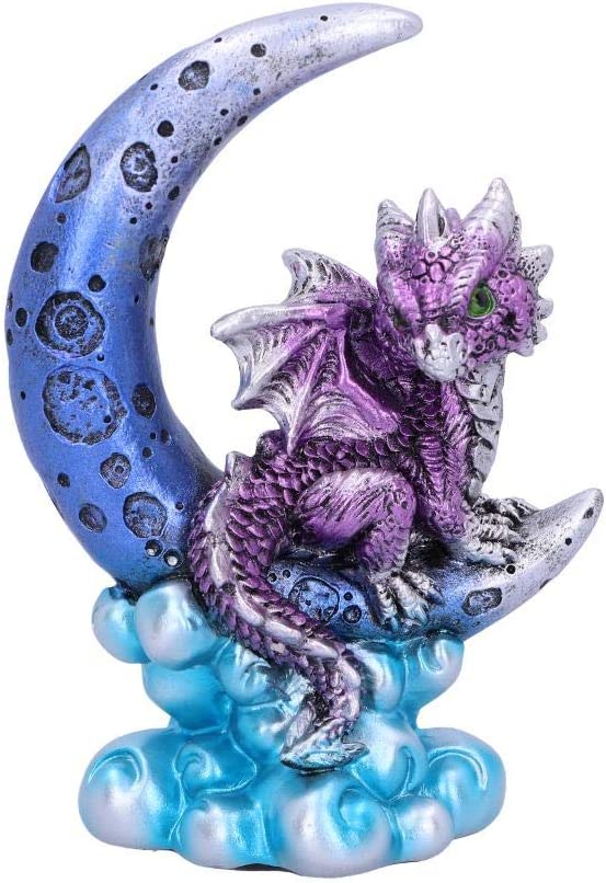 Nemesis Now U5028R0 Metallic Purple Crescent Creature Moon Dragon Figur, Poly