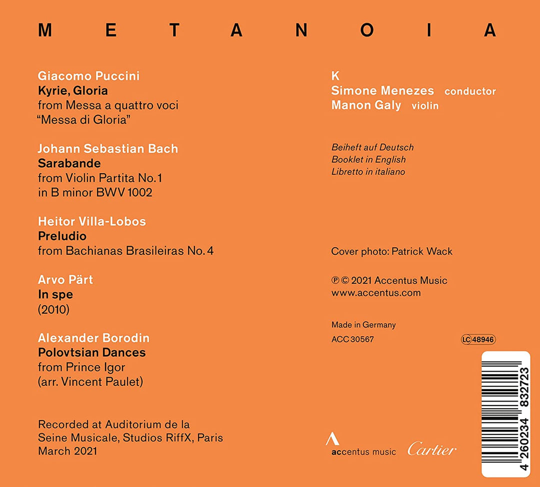 Metanoia [K; Manon Galy; Sequenza 9.3; Simone Menezes] [Accentus Music: ACC30567 [Audio CD]