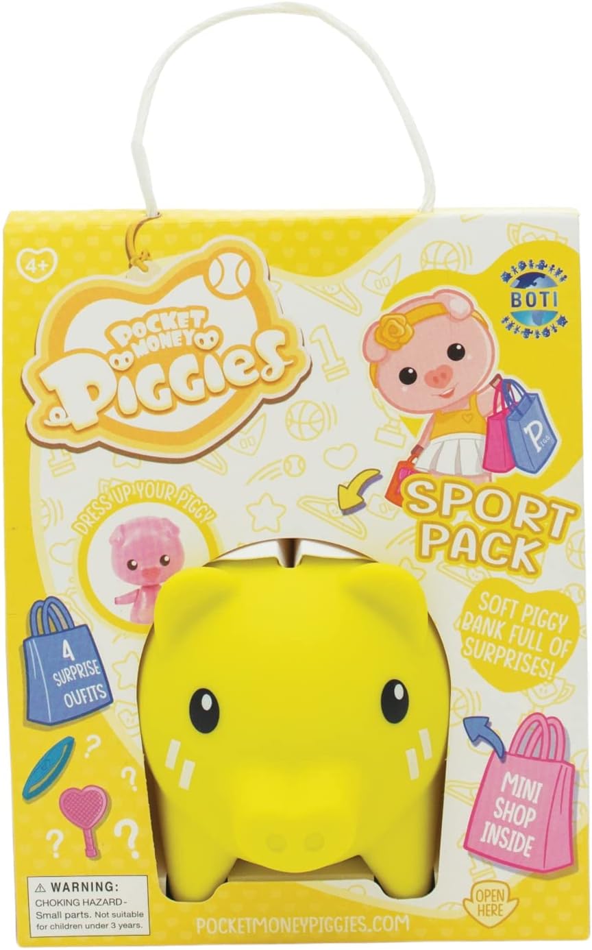 Pocket Money Piggies PCT01000 Sports-Cute Buntes Sparschwein gefüllt mit lustigem P