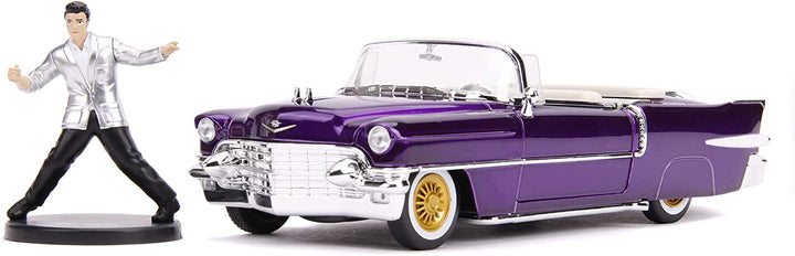 Jada Toys 253255011 1956 Presley Cadillac Eldorado Die-cast Toy Car, Doors, Trunk & Bonnet Open, Includes Elvis Figure, 1:24 Scale Purple