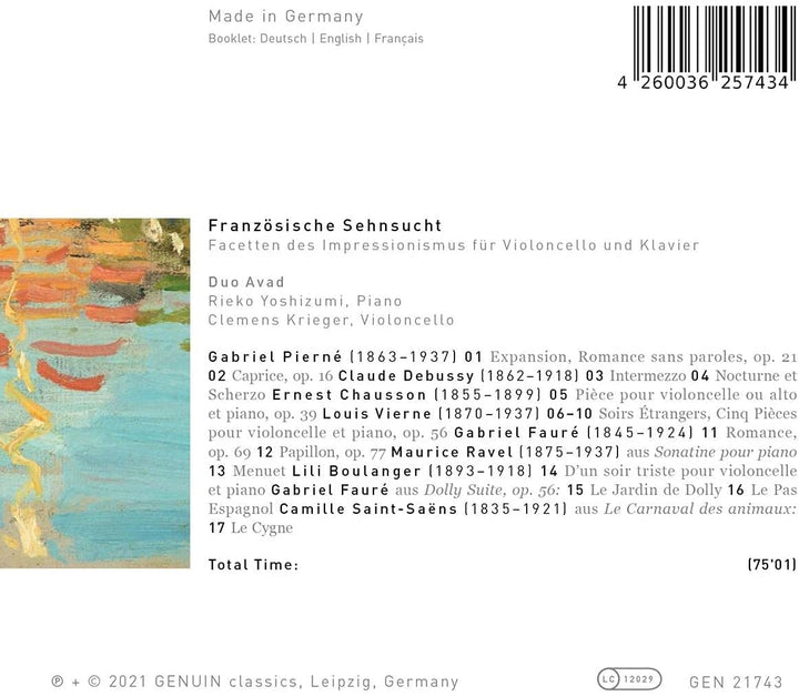 Franzosische Sehnsucht [Duo Avad] [Genuin Classics: GEN21743] [Audio CD]