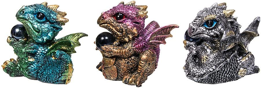 Nemesis Now Dragon's Gift Set of 3 7cm Figurine, Resin, Multi-Coloured, One Size