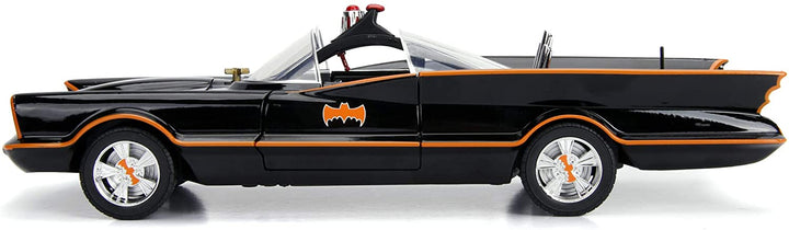 Jada Toys 253216001 Batman Classic Batmobile 1:18 Scale Model Car with Opening Doors, Boot & Bonnet, Includes Batman & Robin Figure from Die-cast, Black, Multicoloured, One Size