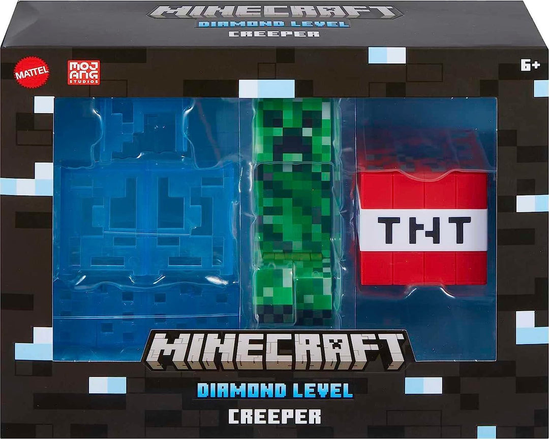 Mattel Minecraft Diamond Level Creeper, 5.5-inch Collector Action Figure with Die-cast Accessories