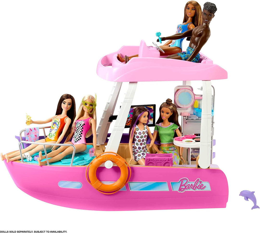 Barbie Boat with Pool and Slide, Dream Boat Playset Includes 20+ Pieces