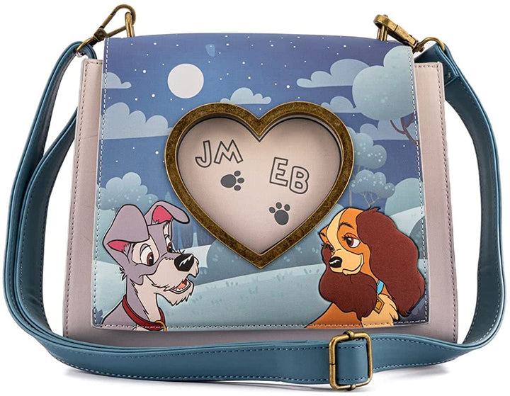 Loungefly Disney Lady and the Tramp Heart Wet Cement Crossbody Bag