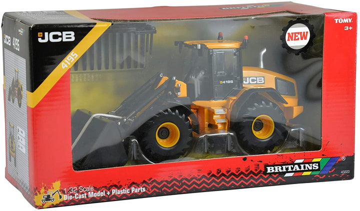 JCB Britains Farm Tomy Toys Pala de carga de ruedas 1:32 JCB 419S Camión de juguete de tractor coleccionable - Juguetes de granja a escala 1:32