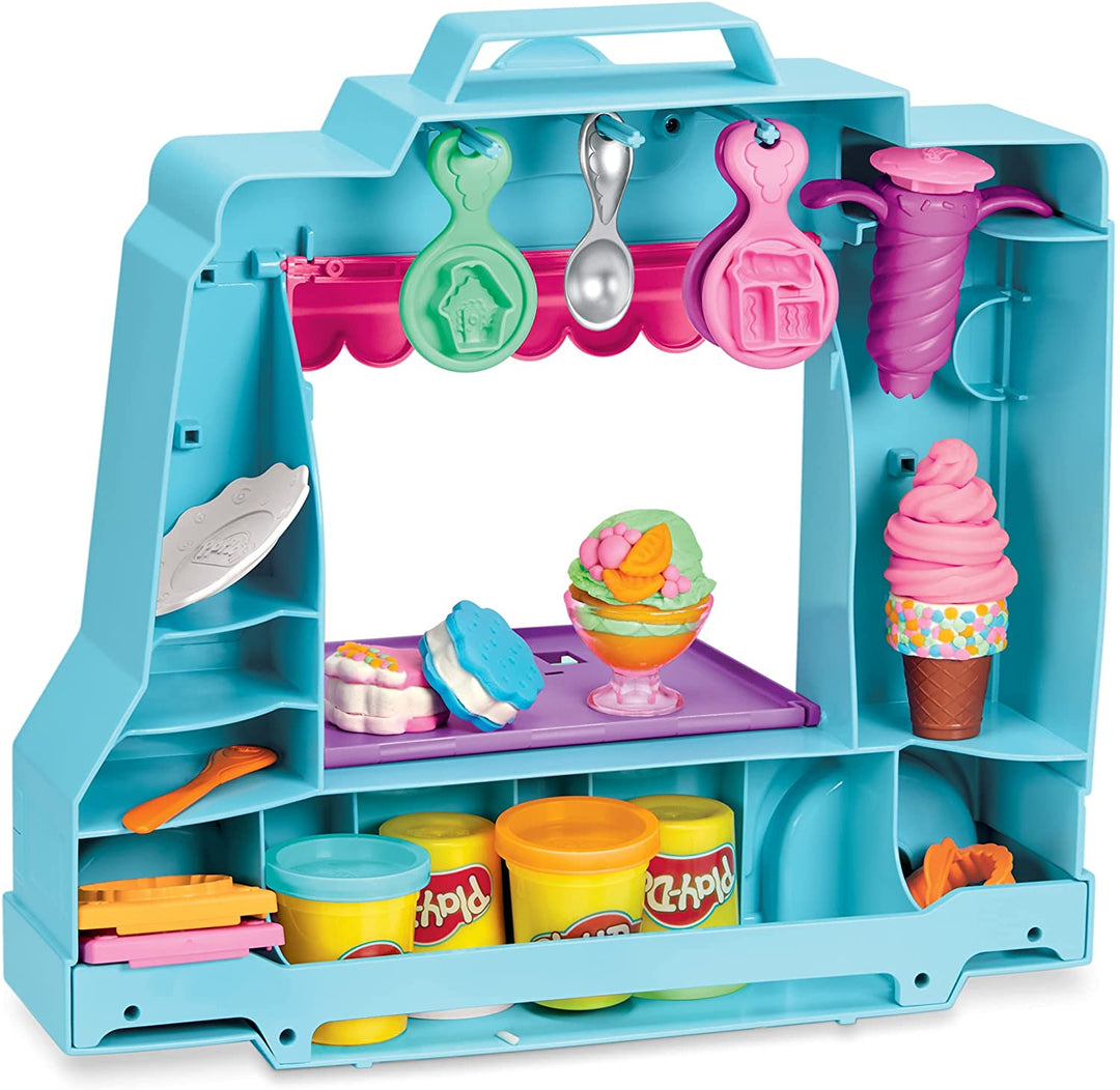 Play-Doh Ice Cream Truck Spielset, Rollenspiel für Kinder ab 3 Jahren mit 20 Werkzeugen