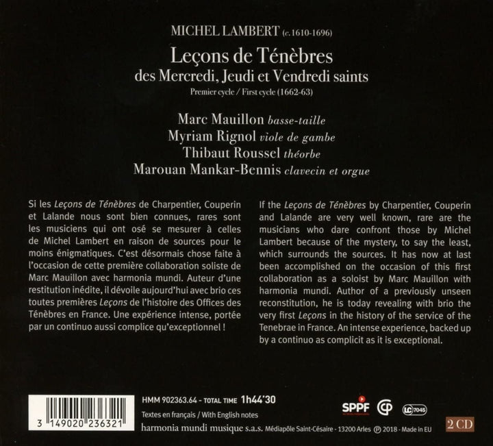 Lambert, M. - Michel Lambert: Leçons De Ténèbres [Audio CD]