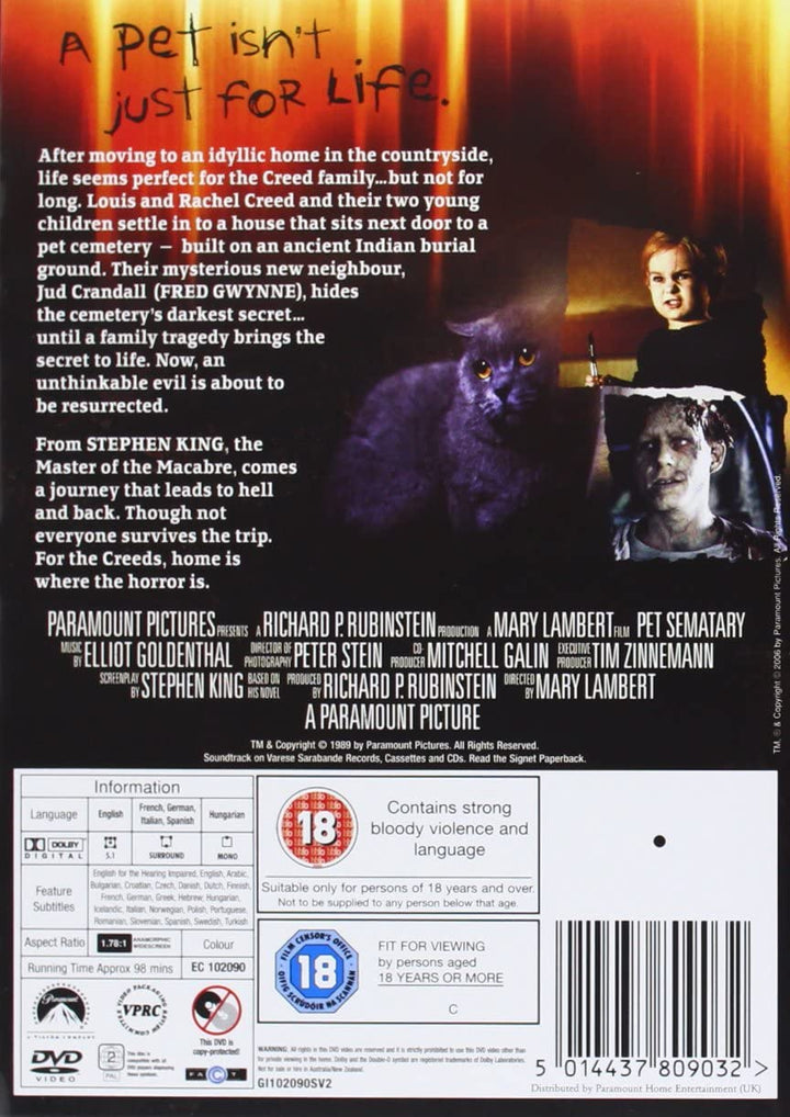 Pet Sematary [1989] – Horror/Thriller [DVD]