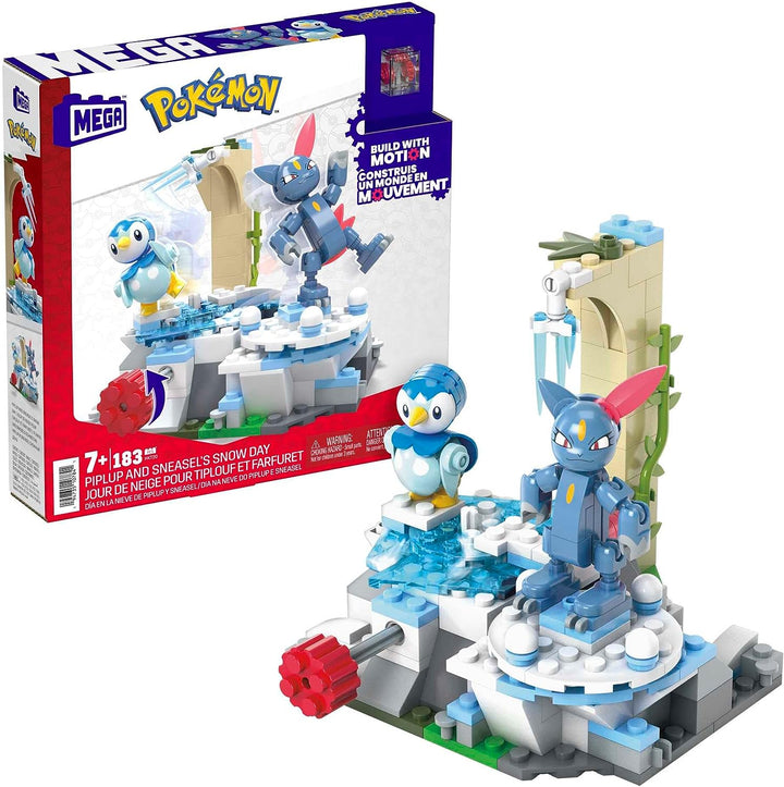 ? MEGA Pokémon Bauspielzeug für Kinder, Piplup und Sneasels Schneetag mit Baubarem