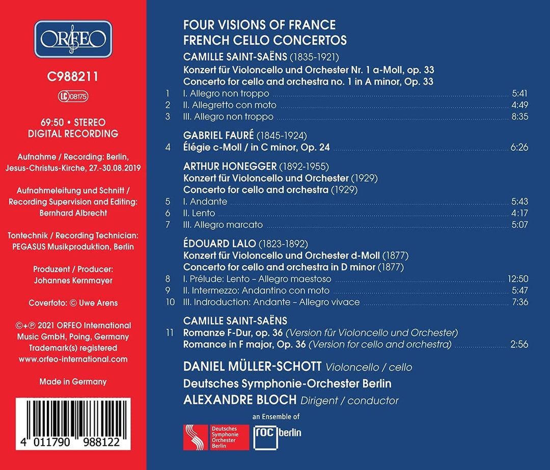 Daniel Müller-Schott - Four Visions Of France [Daniel Müller-Schott; Deutsches Symphonie-Orchester Berlin; Alexandre Bloch] [Orfeo: C988211] [Audio CD]