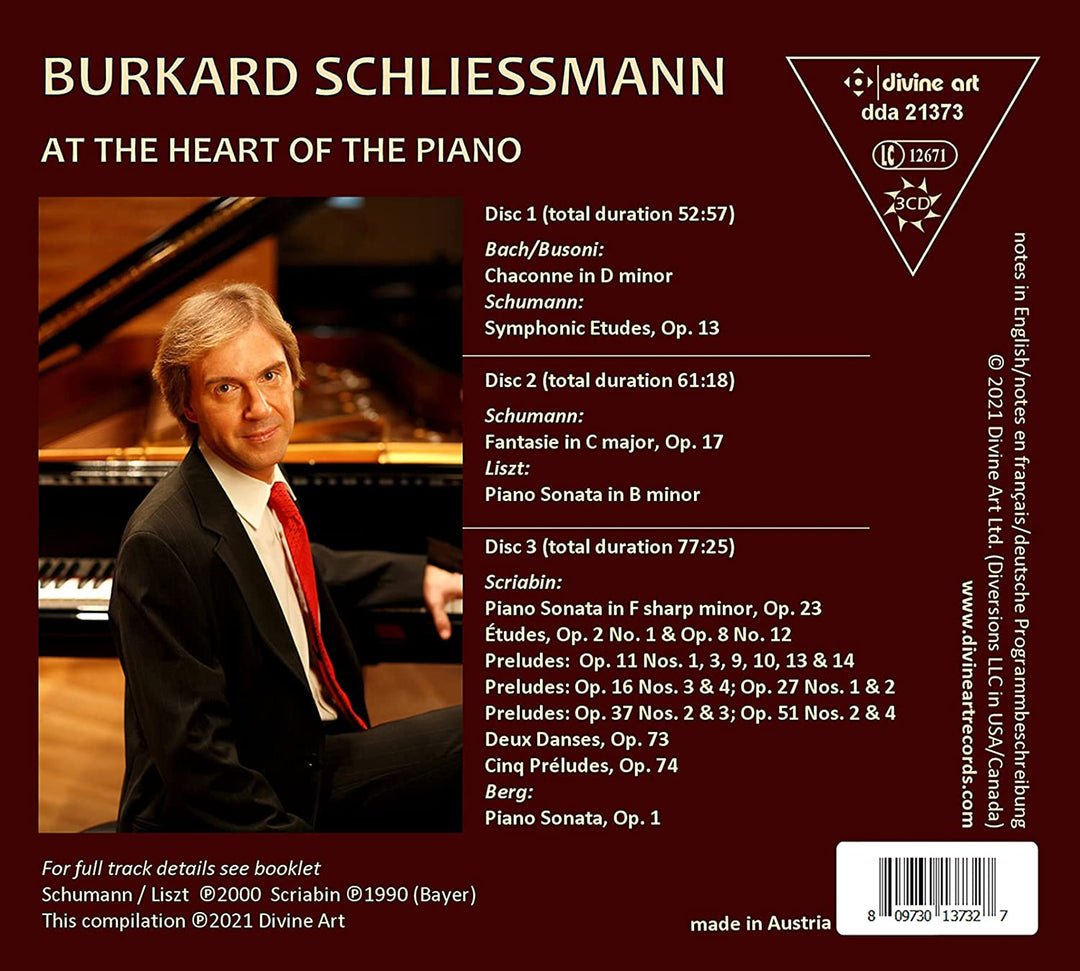 Burkard Schliessmann - At The Heart Of The Piano [Burkard Schliessmann] [Divine Art: DDA21373] [Audio CD]