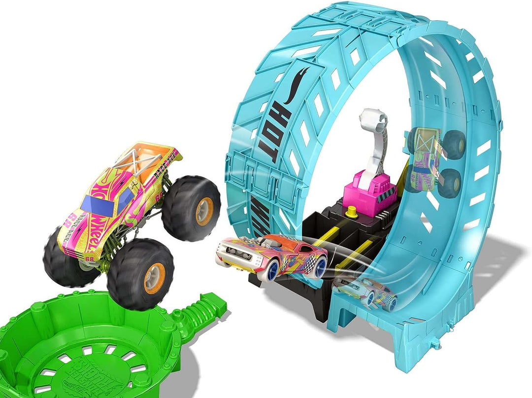 Hot Wheels Monster Trucks Glow in the Dark Epic Loop Challenge-Spielset mit Laun