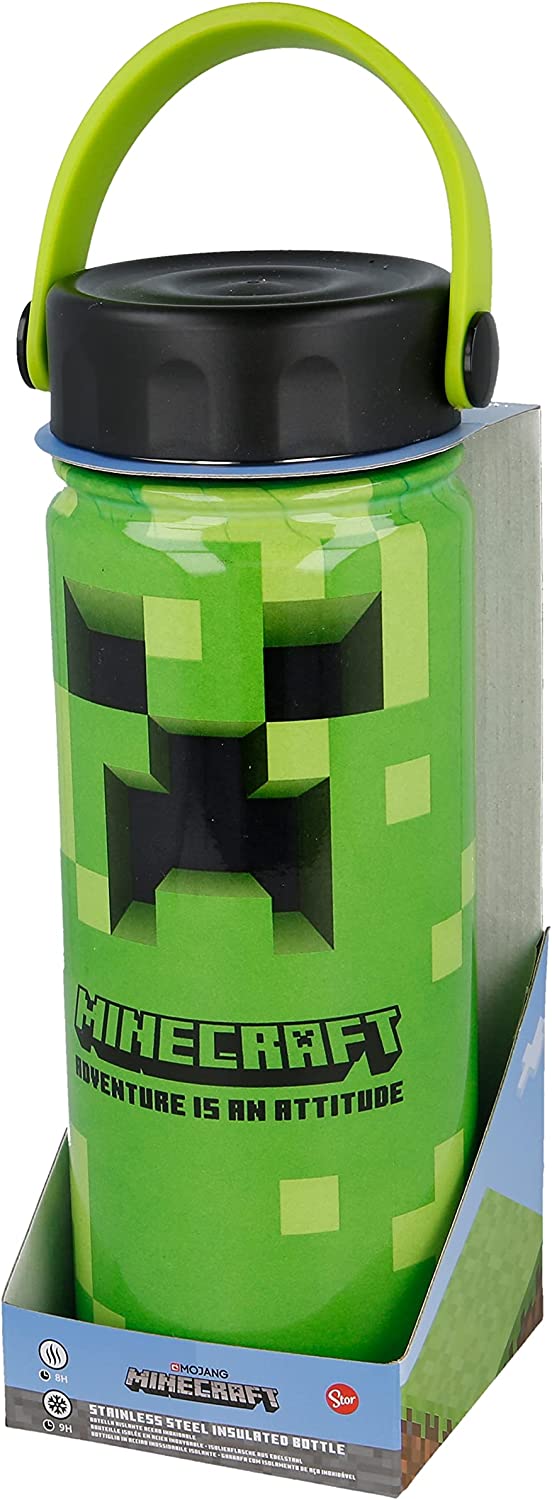 Stor Edelstahlflasche mit Griff 530 ml Minecraft, Einheitsgröße, Estándar