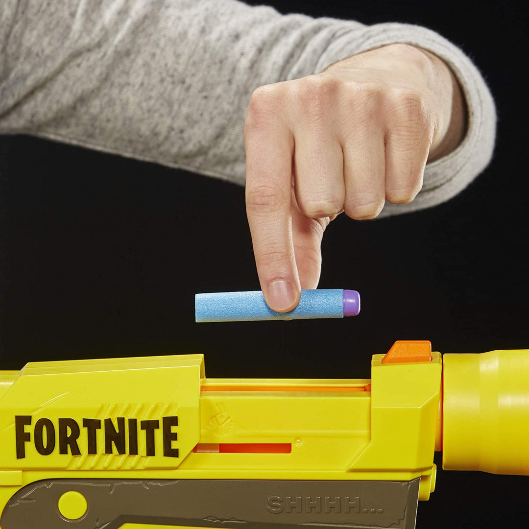 Nerf Fortnite SP L Blaster mit abnehmbarem Lauf und 6 offiziellen Fortnite Elite