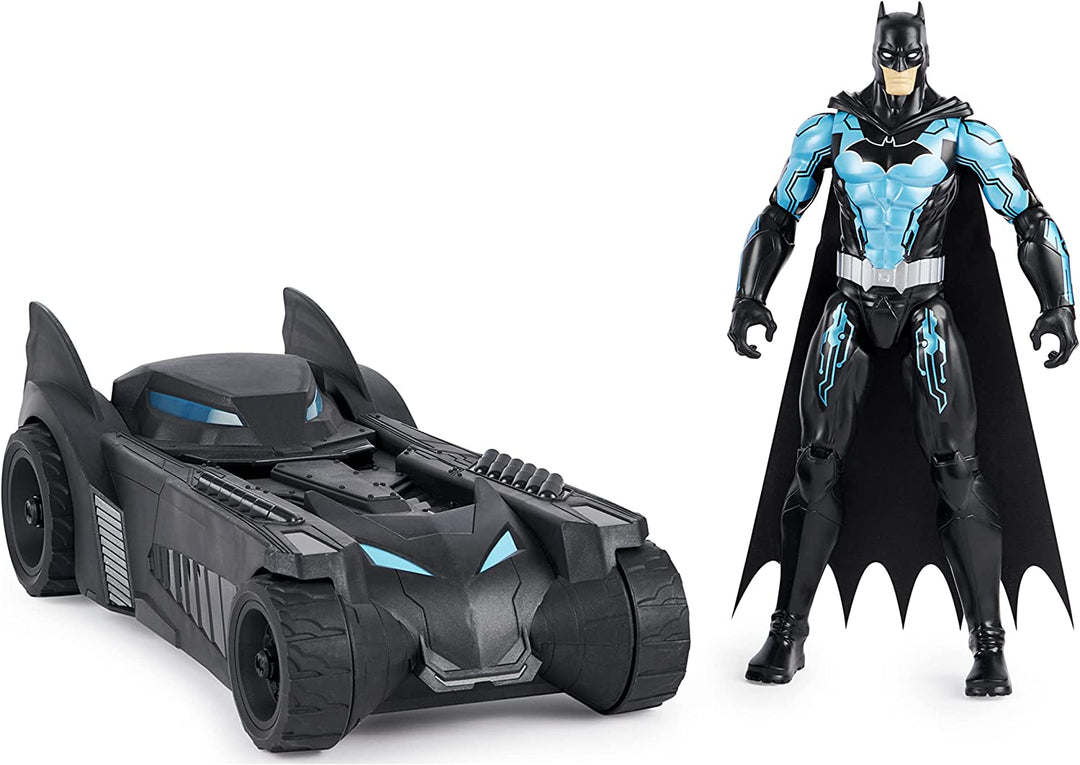 Batman 6058417 DC Comics Batmobil-Fahrzeug und bewegliche Figur 30 cm – Kinderspielzeug ab 4 Jahren