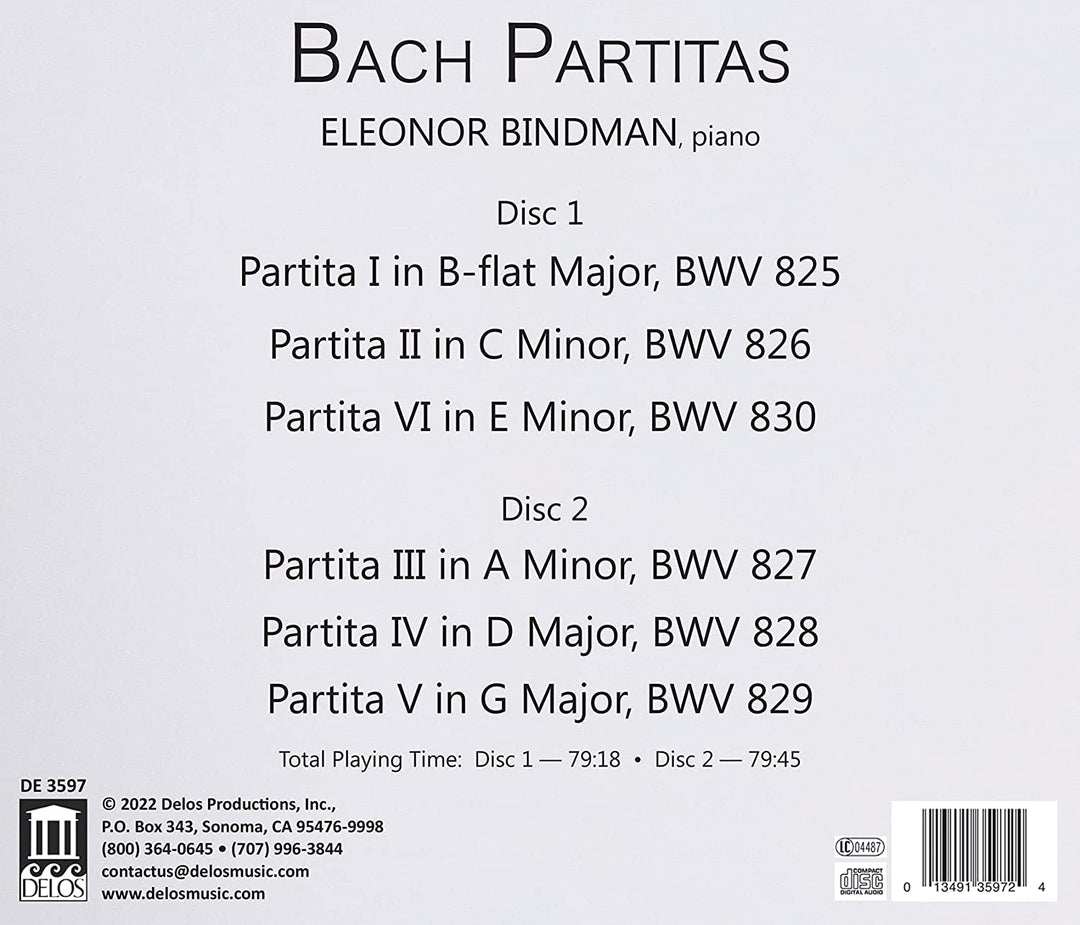 Js Bach: Partitas [Eleonor Bindman] [Delos: DE 3597] [Audio CD]