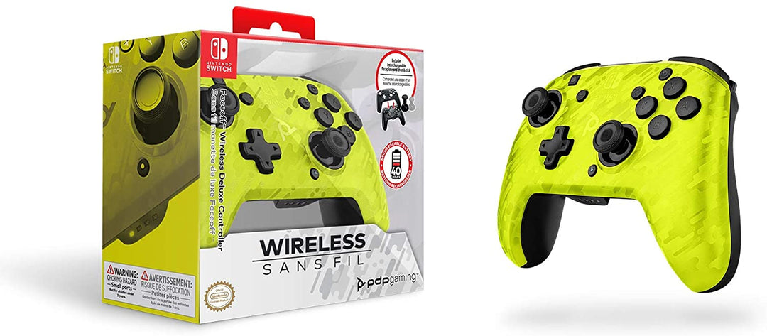 Controller Pdp Faceoff Deluxe + Interruttore Wireless Audio Camo Giallo