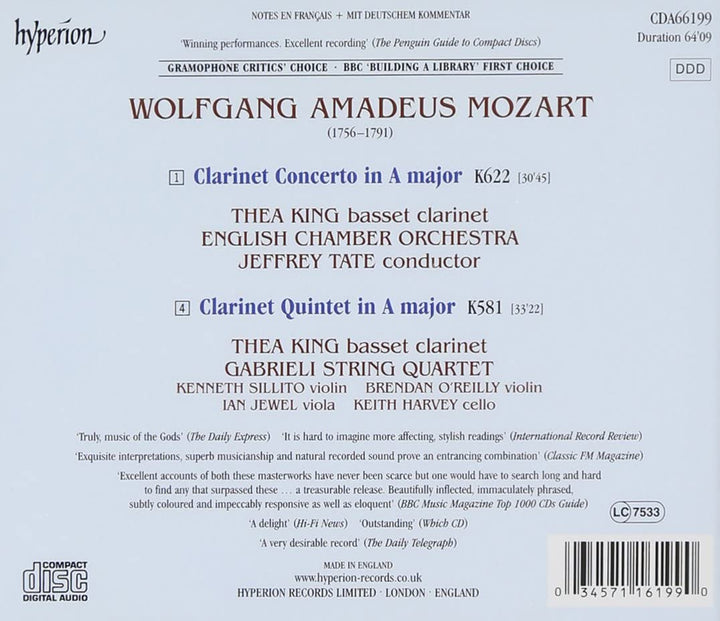 Mozart: Clarinet Concerto, Clarinet Quintet - Mozart, Wolfgang Amadeus [Audio CD]