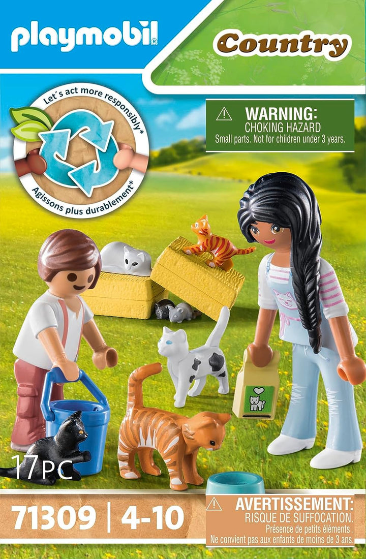 Playmobil Country Cat Family - Sustainable Farm Playset for Ages 4+ (71309)