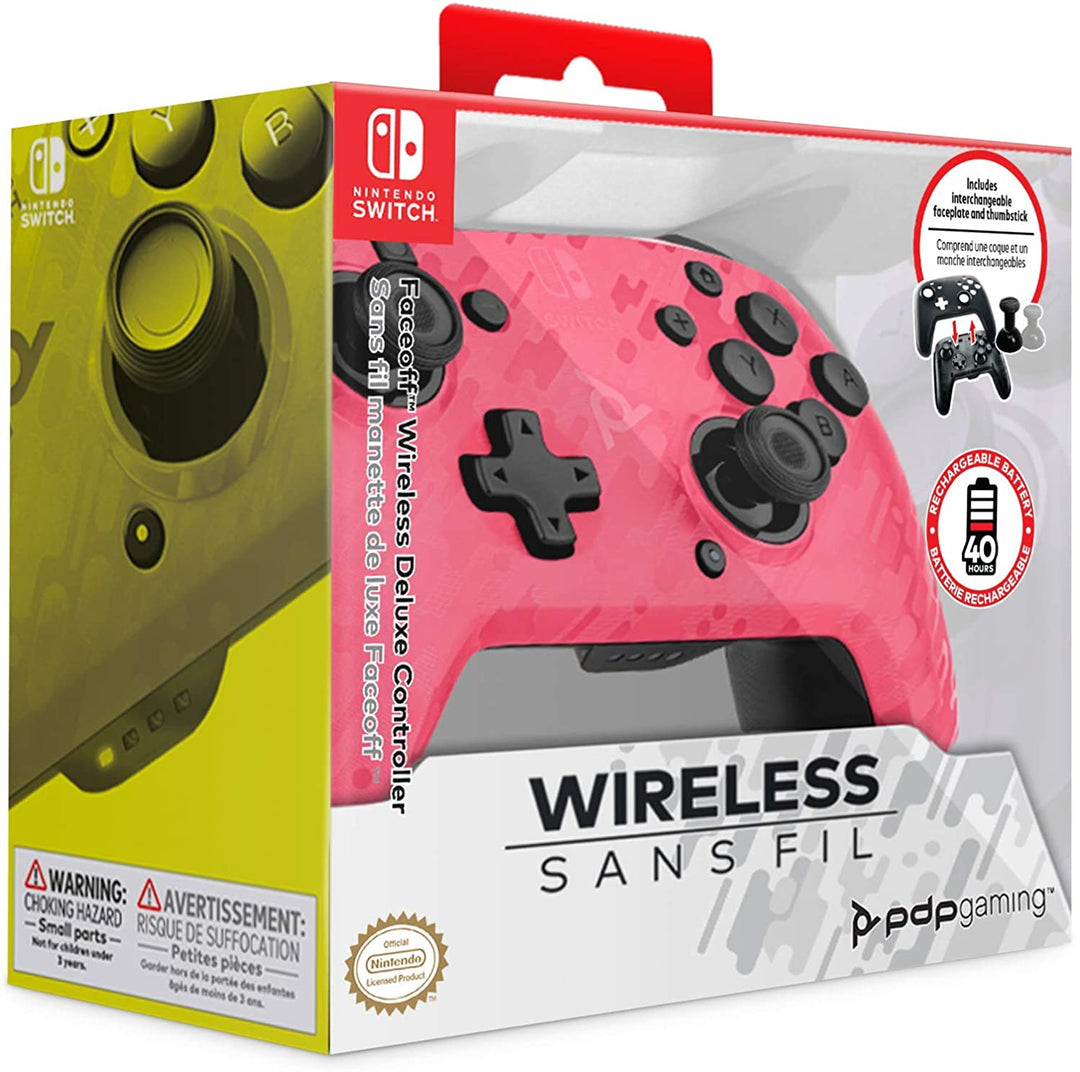 PDP Controller Faceoff Deluxe+ Audio Wireless Switch Camo Pink