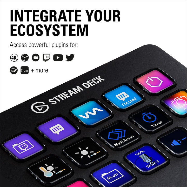 Elgato Stream Deck MK.2 – Studio Controller, 15 macro keys, trigger actions in apps and software like OBS, Twitch, YouTube and more, works with Mac and PC